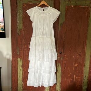 Banana Republic white sheer cotton maxi dress size M tall